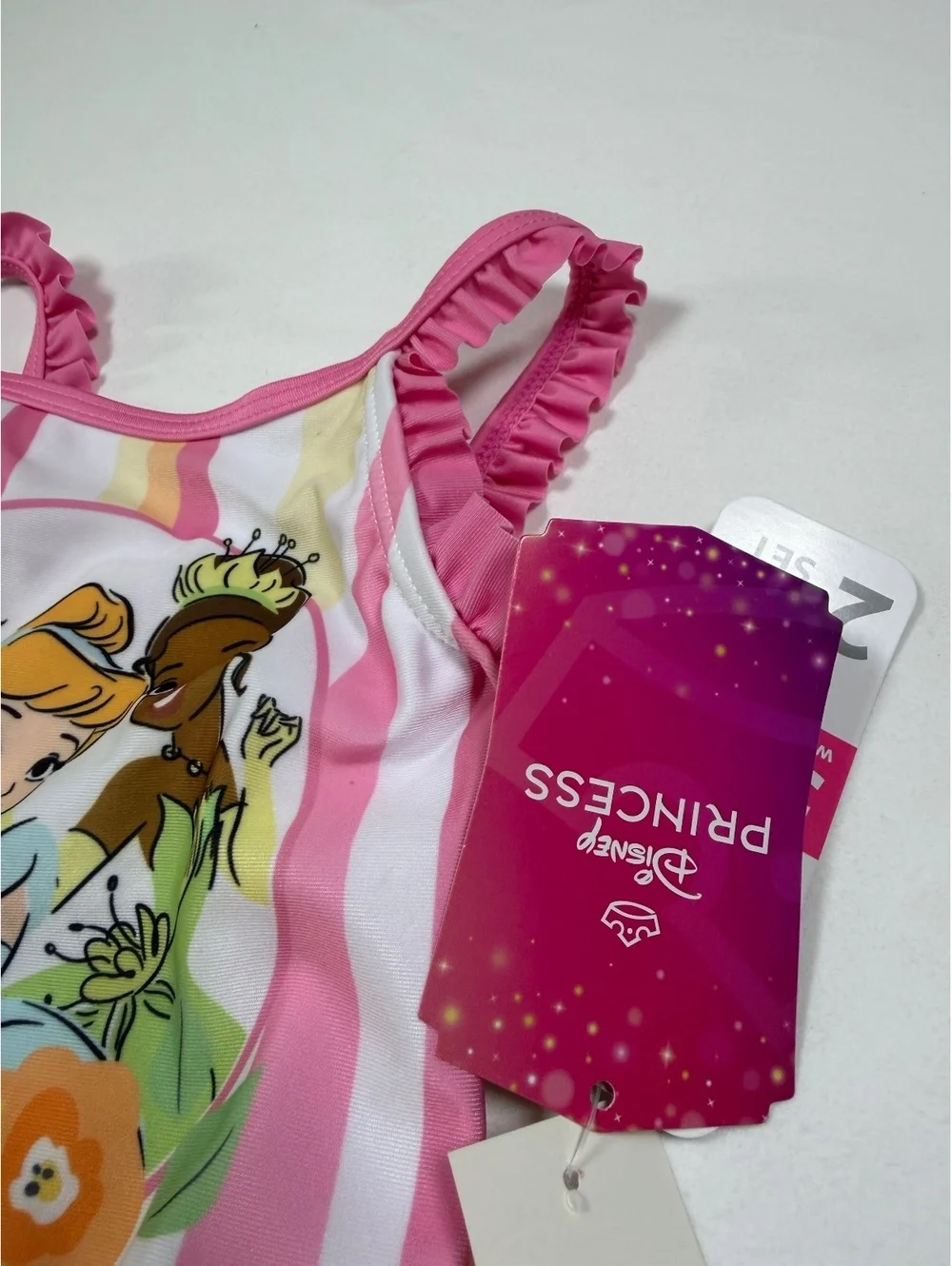 Disney Princess Toddler 2-Piece Swimsuit Set with Skirt, 18M, Pink and Yellow